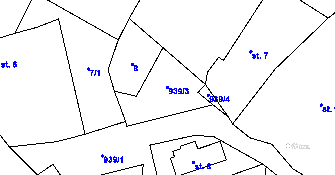 Parcela st. 939/3 v KÚ Chlístov u Nadějkova, Katastrální mapa