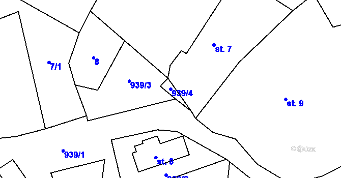 Parcela st. 939/4 v KÚ Chlístov u Nadějkova, Katastrální mapa