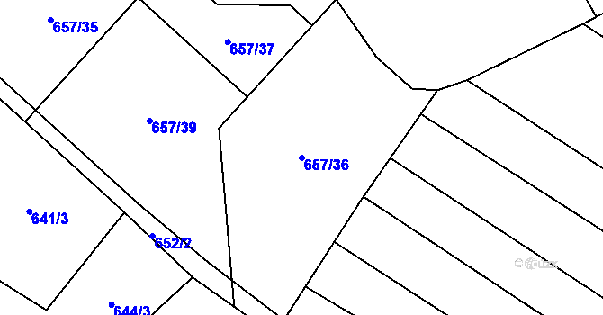 Parcela st. 657/36 v KÚ Nadějkov, Katastrální mapa