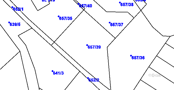Parcela st. 657/39 v KÚ Nadějkov, Katastrální mapa
