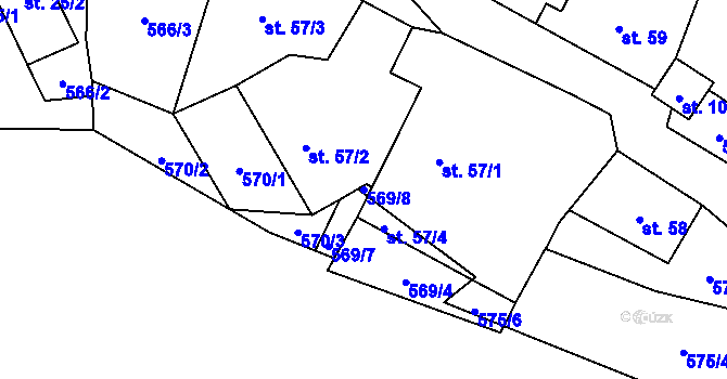 Parcela st. 569/8 v KÚ Nadějkov, Katastrální mapa
