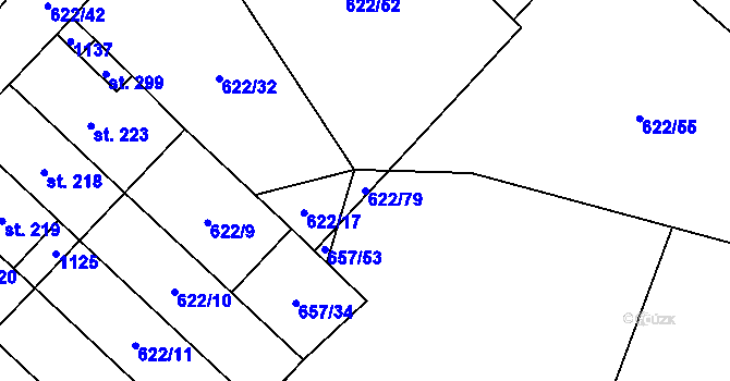 Parcela st. 622/79 v KÚ Nadějkov, Katastrální mapa