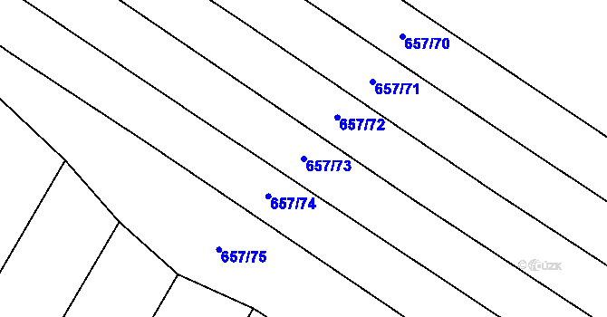 Parcela st. 657/73 v KÚ Nadějkov, Katastrální mapa