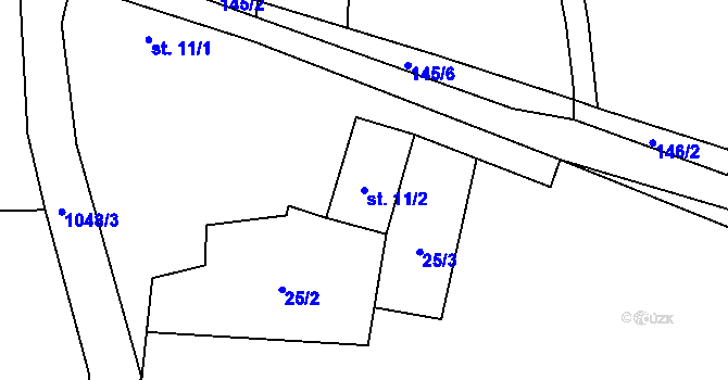 Parcela st. 11/2 v KÚ Nadějkov, Katastrální mapa