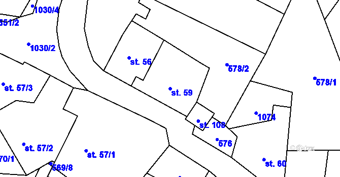 Parcela st. 59 v KÚ Nadějkov, Katastrální mapa