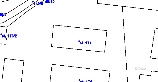 Parcela st. 171 v KÚ Nadějkov, Katastrální mapa