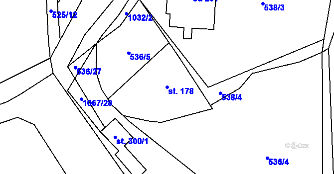 Parcela st. 178 v KÚ Nadějkov, Katastrální mapa