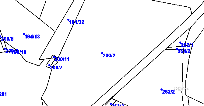 Parcela st. 200/2 v KÚ Nadějkov, Katastrální mapa