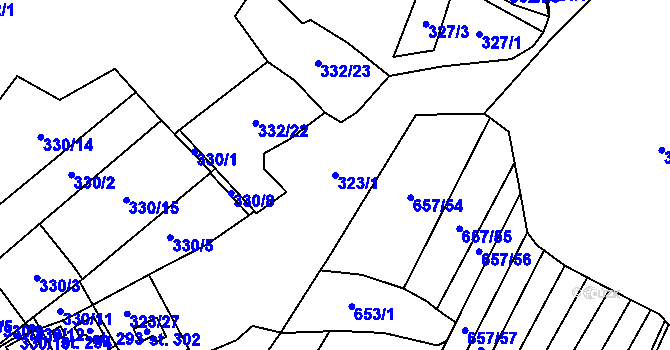 Parcela st. 323/1 v KÚ Nadějkov, Katastrální mapa