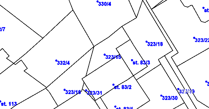 Parcela st. 323/15 v KÚ Nadějkov, Katastrální mapa