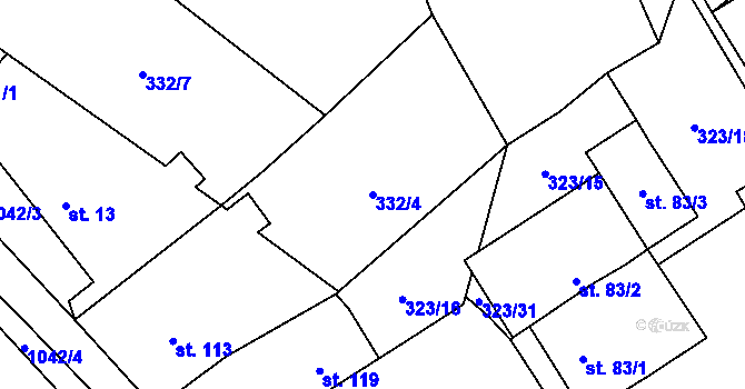 Parcela st. 332/4 v KÚ Nadějkov, Katastrální mapa