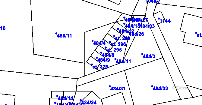 Parcela st. 484/8 v KÚ Nadějkov, Katastrální mapa