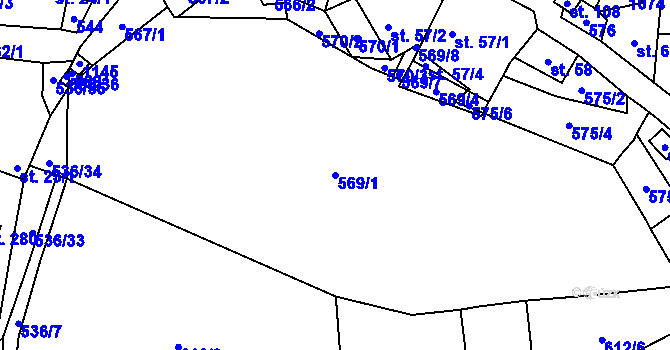 Parcela st. 569/1 v KÚ Nadějkov, Katastrální mapa