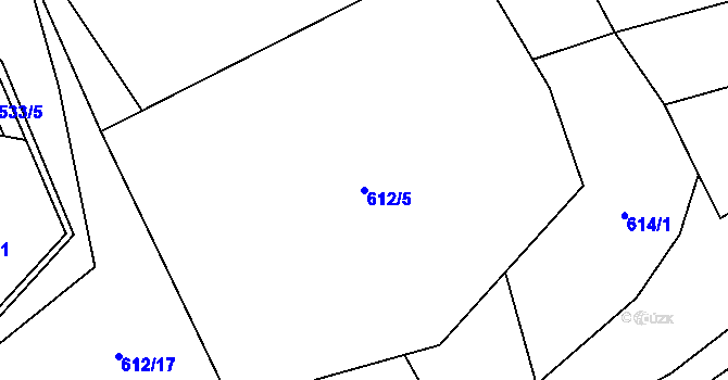 Parcela st. 612/5 v KÚ Nadějkov, Katastrální mapa