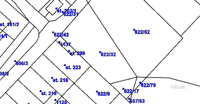 Parcela st. 622/32 v KÚ Nadějkov, Katastrální mapa