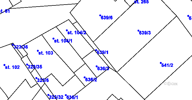 Parcela st. 639/1 v KÚ Nadějkov, Katastrální mapa