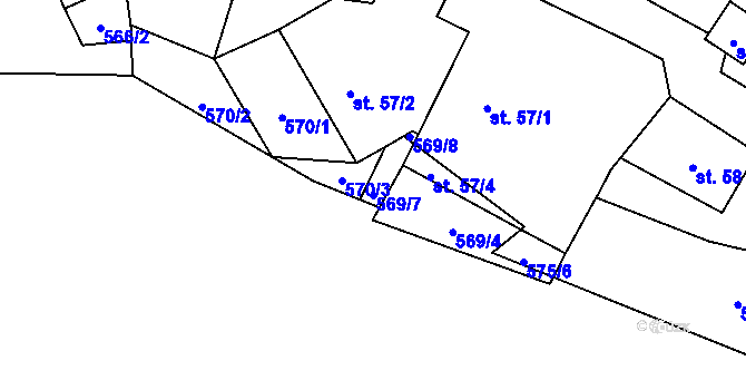 Parcela st. 569/7 v KÚ Nadějkov, Katastrální mapa