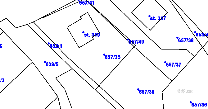 Parcela st. 657/35 v KÚ Nadějkov, Katastrální mapa