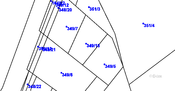 Parcela st. 349/16 v KÚ Nadějkov, Katastrální mapa