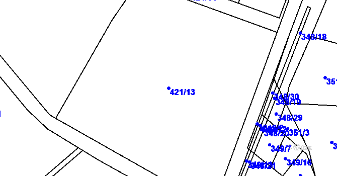 Parcela st. 421/13 v KÚ Nadějkov, Katastrální mapa