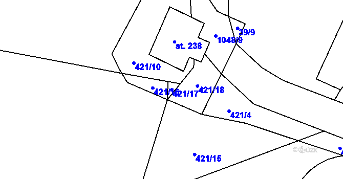 Parcela st. 421/17 v KÚ Nadějkov, Katastrální mapa