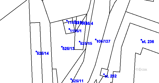 Parcela st. 525/15 v KÚ Nadějkov, Katastrální mapa