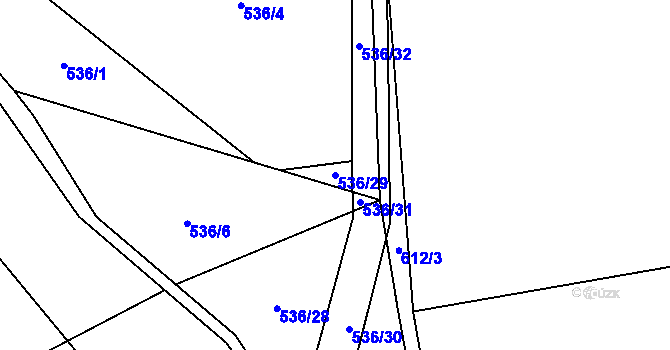 Parcela st. 536/29 v KÚ Nadějkov, Katastrální mapa