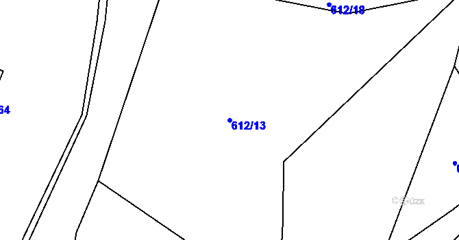 Parcela st. 612/13 v KÚ Nadějkov, Katastrální mapa