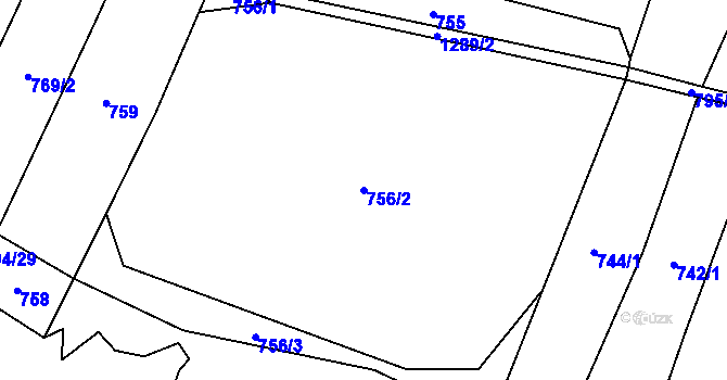 Parcela st. 756/2 v KÚ Nadějov, Katastrální mapa