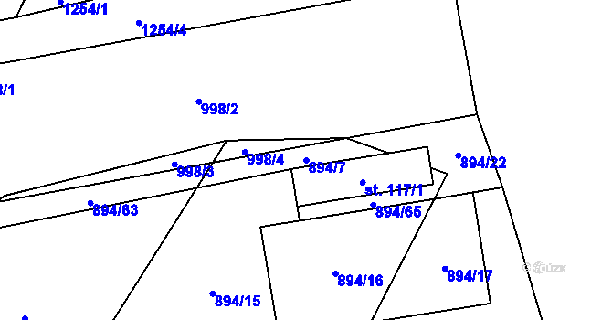 Parcela st. 894/7 v KÚ Nadějov, Katastrální mapa