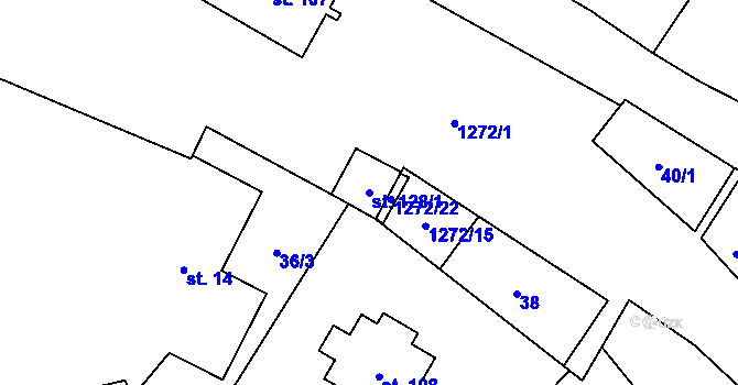 Parcela st. 128/1 v KÚ Nadějov, Katastrální mapa