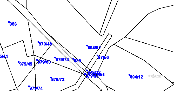 Parcela st. 894/62 v KÚ Nadějov, Katastrální mapa