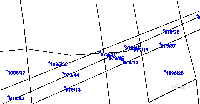 Parcela st. 979/47 v KÚ Nadějov, Katastrální mapa