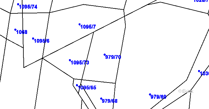 Parcela st. 979/70 v KÚ Nadějov, Katastrální mapa