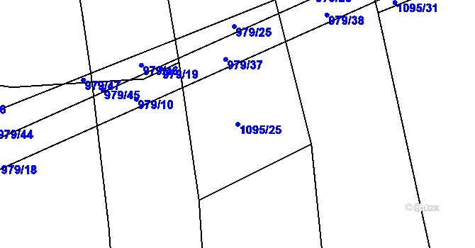 Parcela st. 1095/25 v KÚ Nadějov, Katastrální mapa