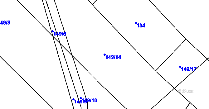 Parcela st. 149/14 v KÚ Nadějov, Katastrální mapa