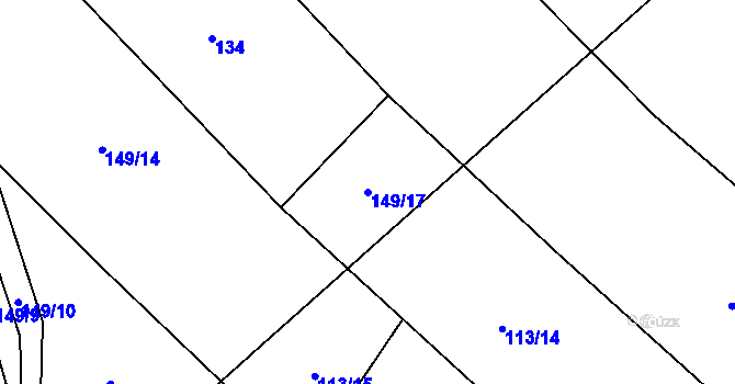 Parcela st. 149/17 v KÚ Nadějov, Katastrální mapa