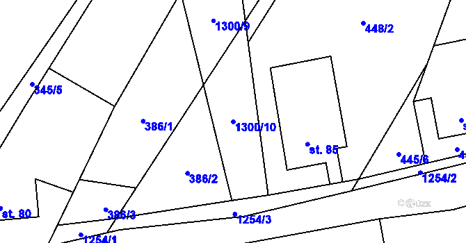 Parcela st. 1300/10 v KÚ Nadějov, Katastrální mapa