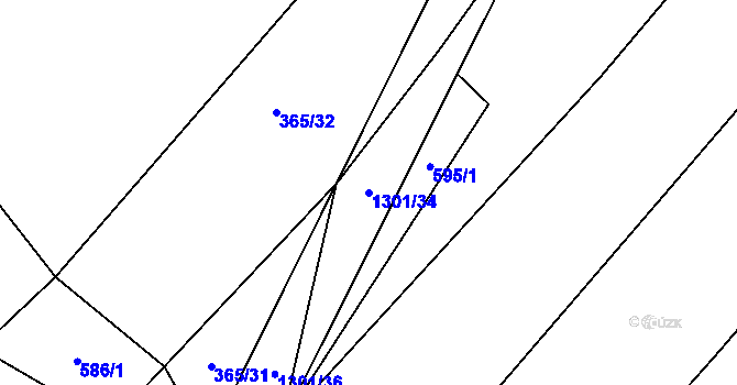 Parcela st. 1301/34 v KÚ Nadějov, Katastrální mapa