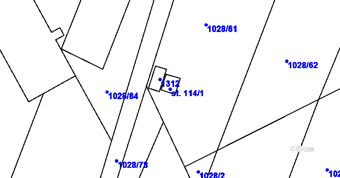 Parcela st. 114/1 v KÚ Nadějov, Katastrální mapa