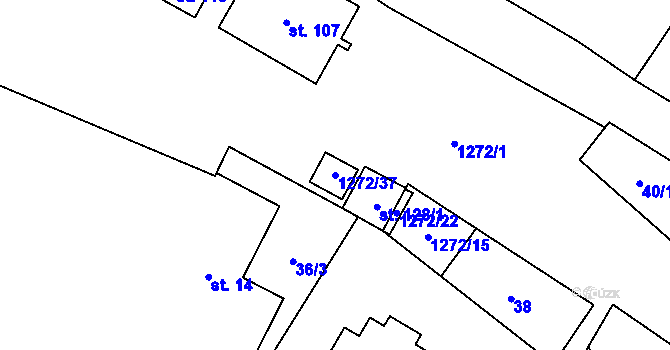 Parcela st. 1272/37 v KÚ Nadějov, Katastrální mapa