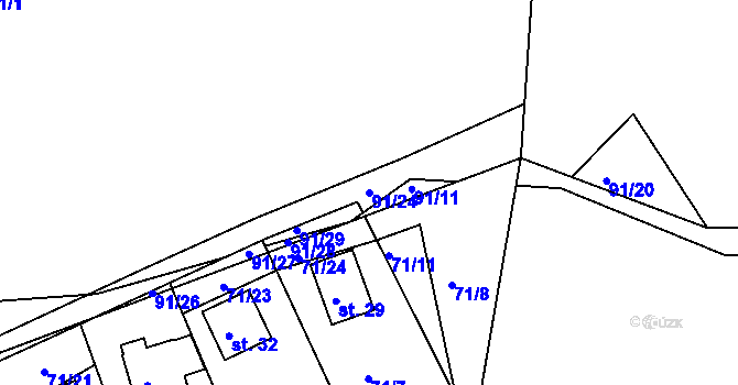 Parcela st. 91/24 v KÚ Kostelec u Nadryb, Katastrální mapa
