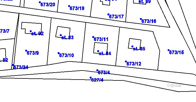 Parcela st. 84 v KÚ Nadryby, Katastrální mapa