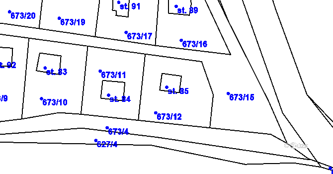 Parcela st. 85 v KÚ Nadryby, Katastrální mapa