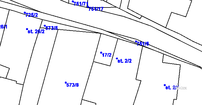 Parcela st. 17/2 v KÚ Nadryby, Katastrální mapa