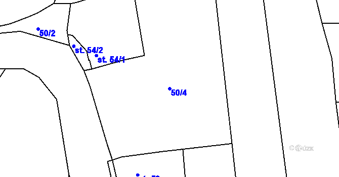 Parcela st. 50/4 v KÚ Nadryby, Katastrální mapa