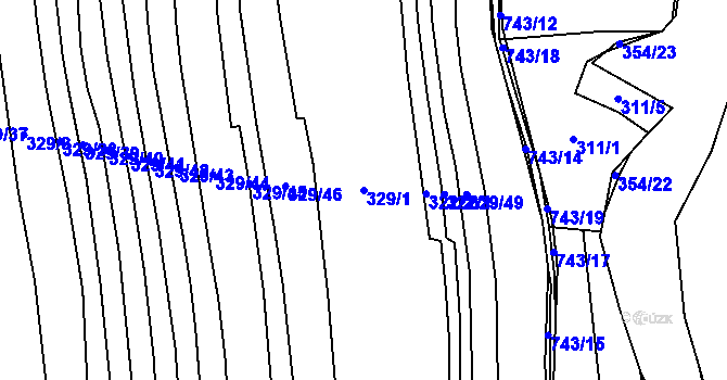 Parcela st. 329/1 v KÚ Nadryby, Katastrální mapa