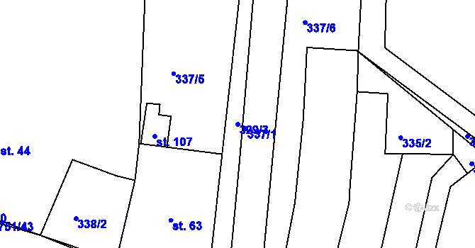 Parcela st. 329/3 v KÚ Nadryby, Katastrální mapa