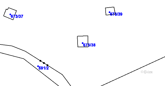 Parcela st. 673/38 v KÚ Nadryby, Katastrální mapa