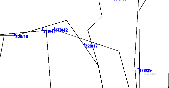 Parcela st. 329/17 v KÚ Nadryby, Katastrální mapa